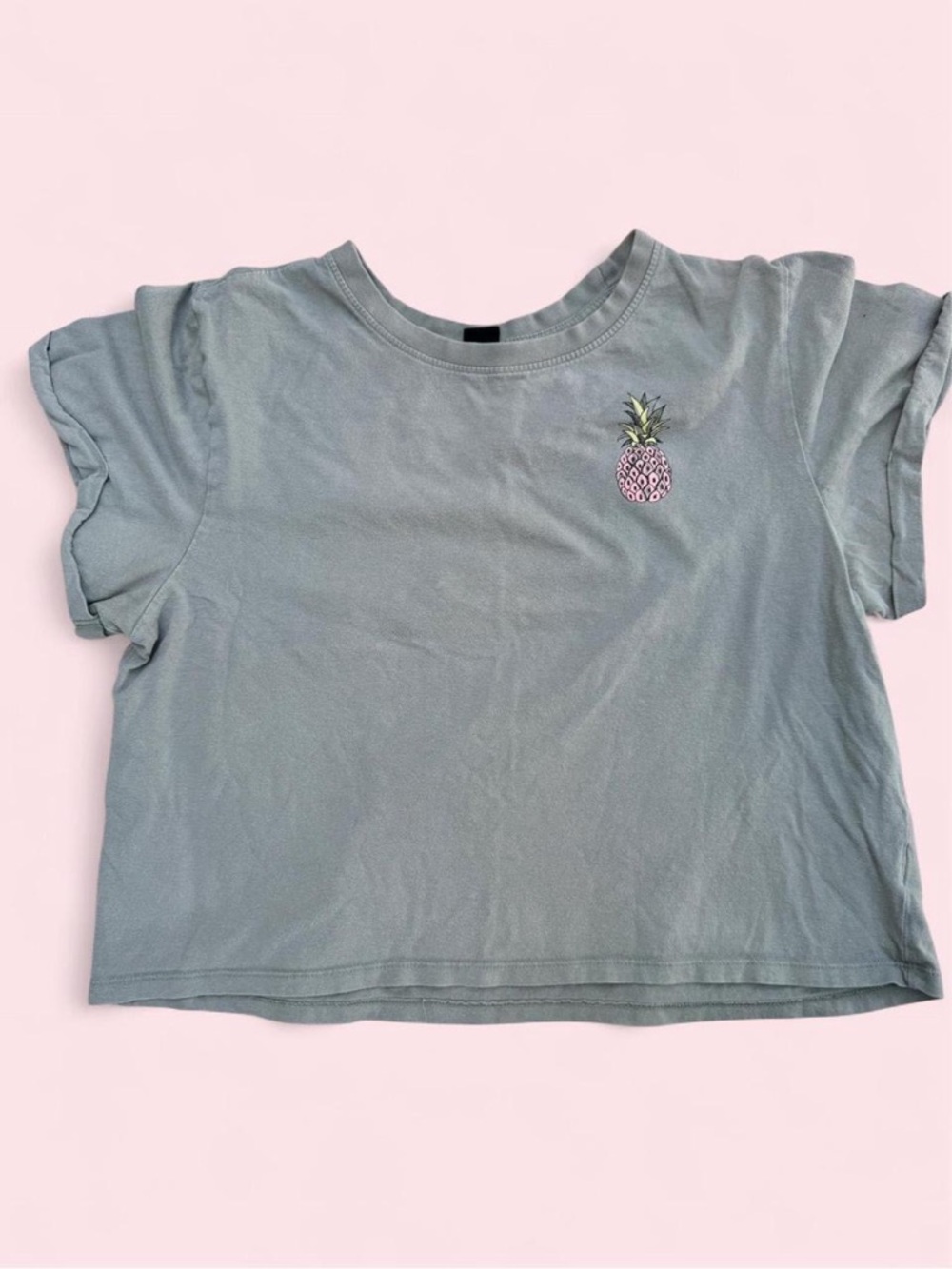 Sage Green Short Sleeve Pineapple Crop top
